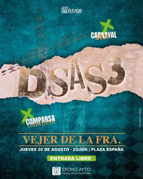 Cartel de "DSAS3" en Vejer de la Frontera (Cádiz)