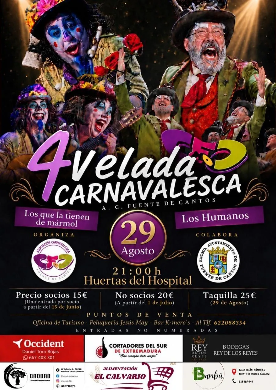 Cartel de 4ª Velada Carnavalesca en Fuente de Cantos (Badajoz)