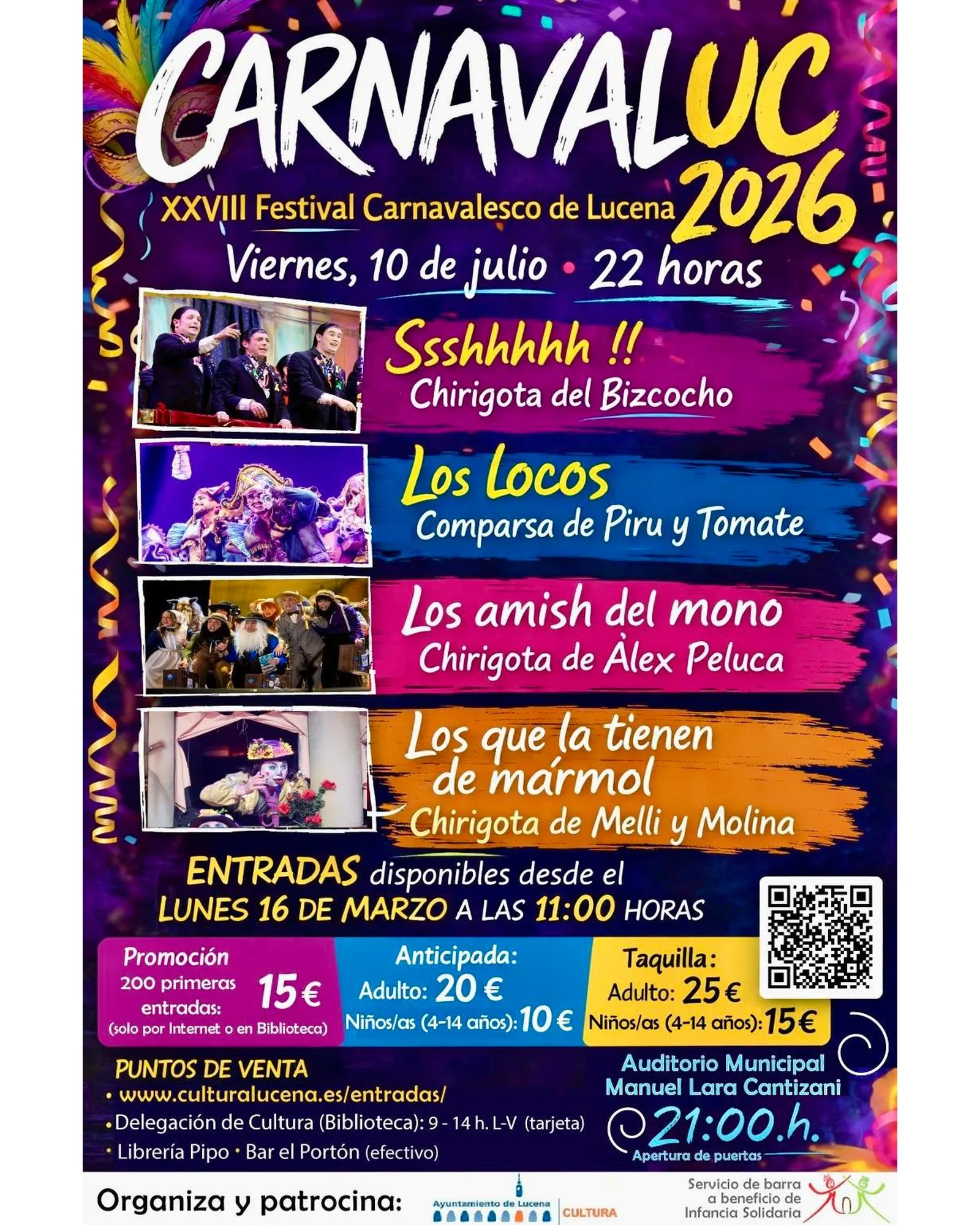 Cartel de XXVIII Festival Carnavalesco de Lucena «Carnavaluc»