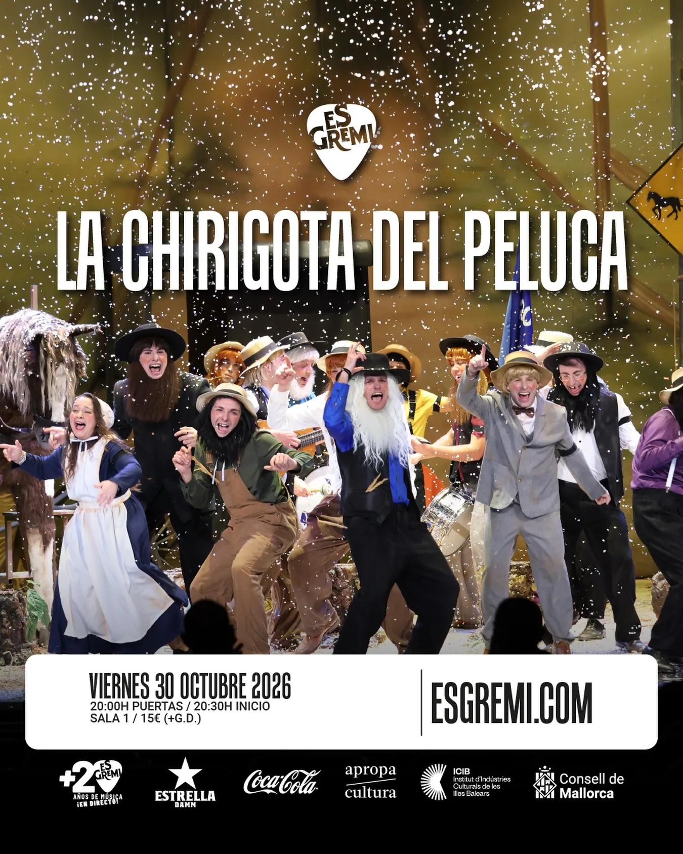 Cartel de "Los Amish del Mono" en Mallorca