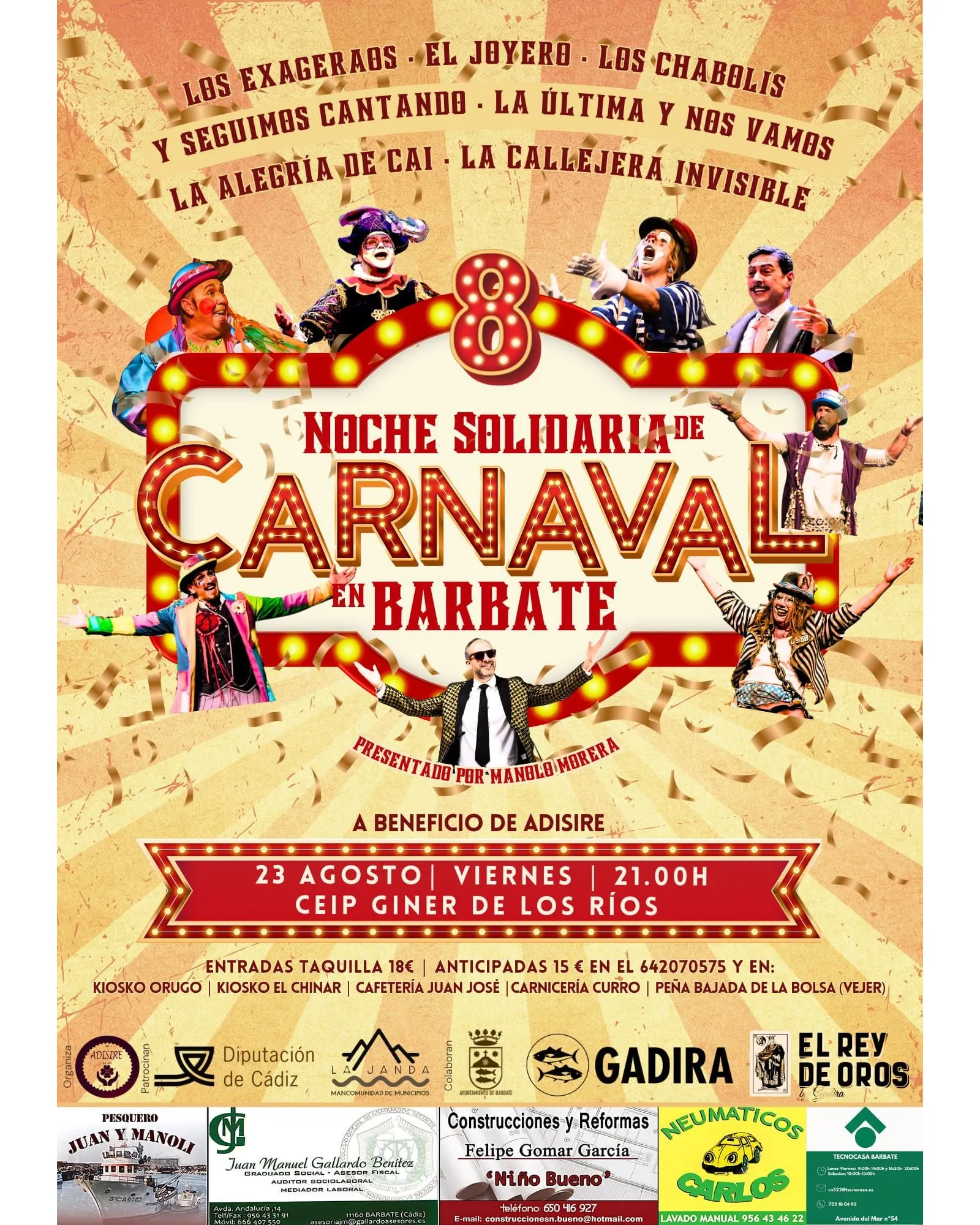 Cartel de Noche Solidaria de Carnaval en Barbate