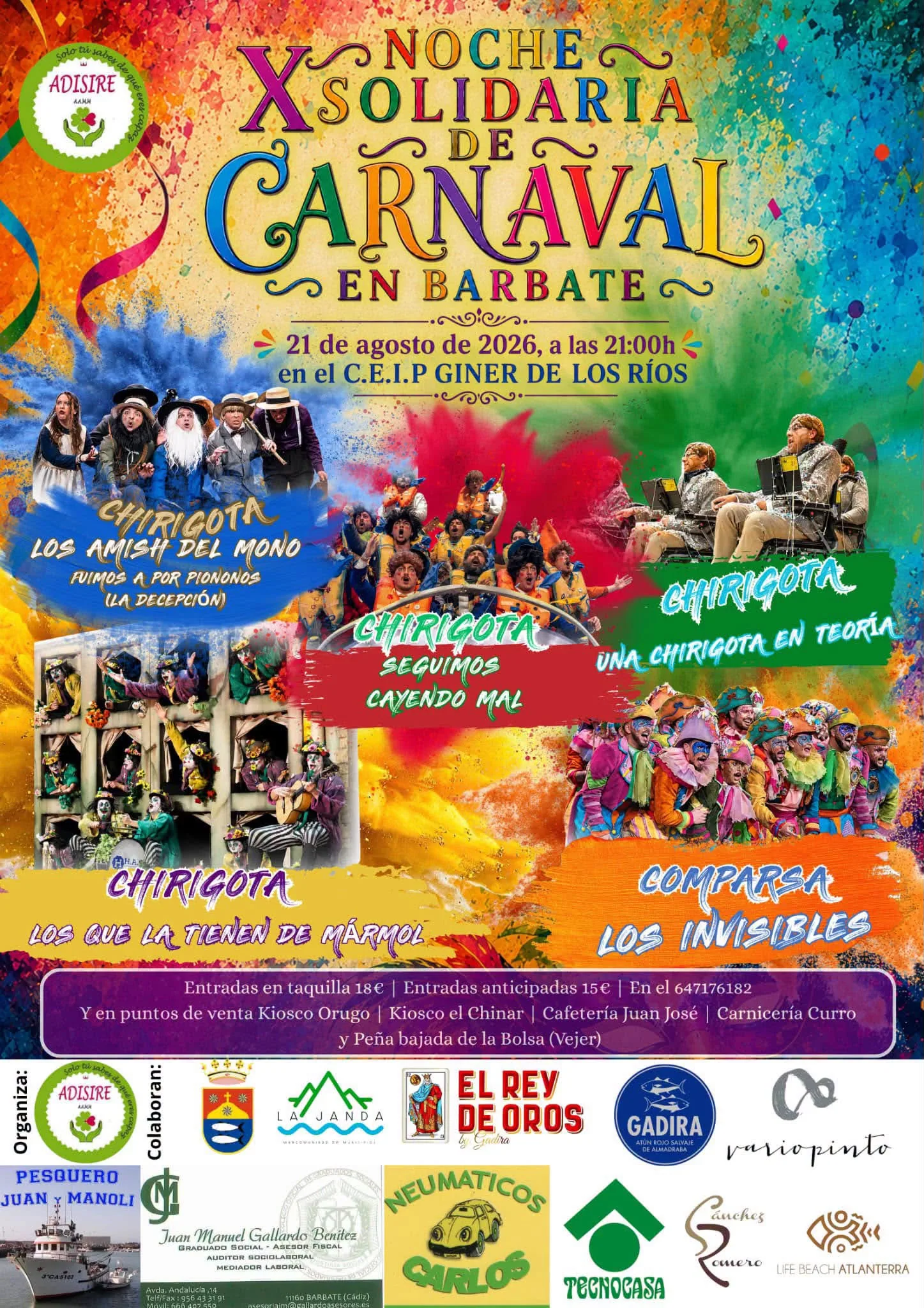 Cartel de X Noche Solidaria de Carnaval en Barbate