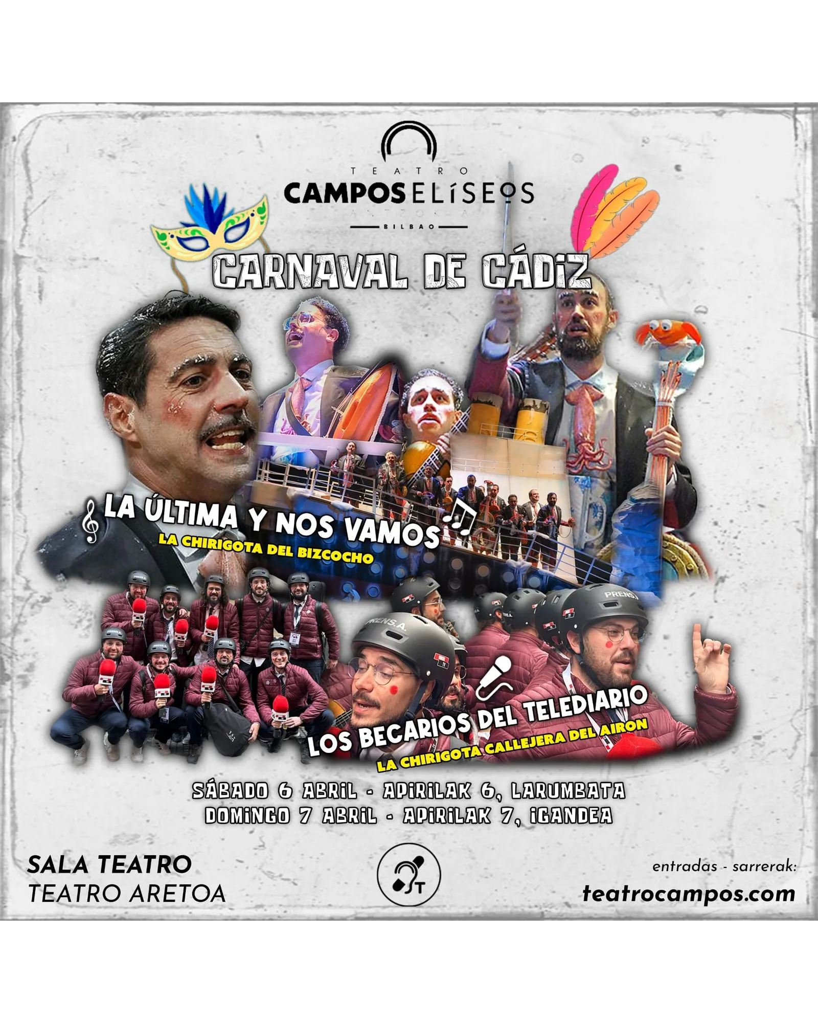 Cartel de «La última y nos vamos» + «Los becarios del telediario» en Bilbao