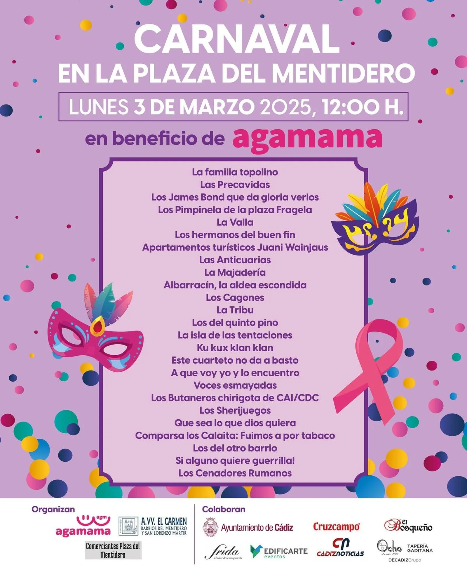 Cartel de «Los Hermanos del Buen Fin» en la Plaza del Mentidero (Cádiz)